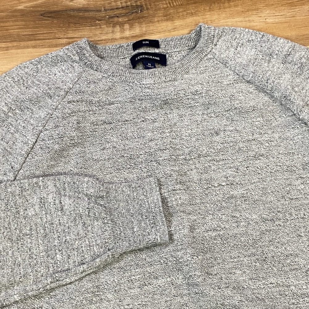 J.Crew Sweater Mens‎ M Slim Minimalist 100% Cotton Raglan Heather Gray Casual